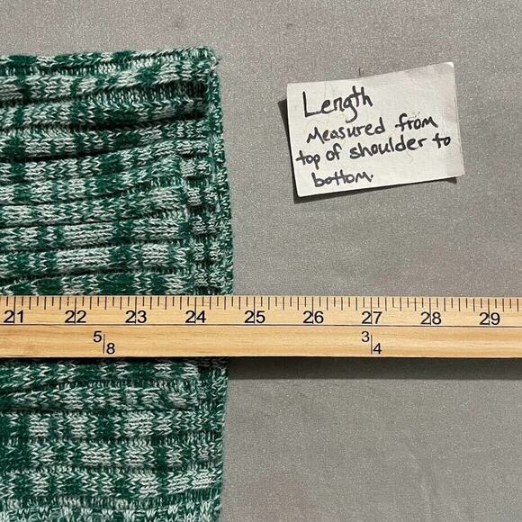 Vintage Green Space Dye Size Medium Sweater Ribbed Knit Cardigan Retro 60s 70s - Picture 8 of 8